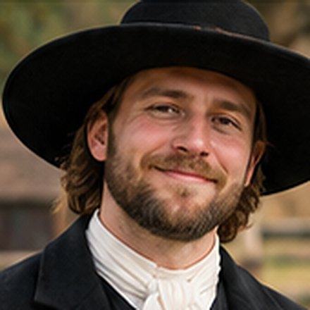 Ezekiel, a Quaker man in a broad brim hat